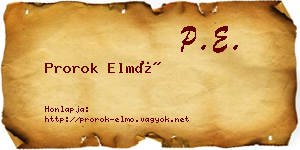 Prorok Elmó névjegykártya